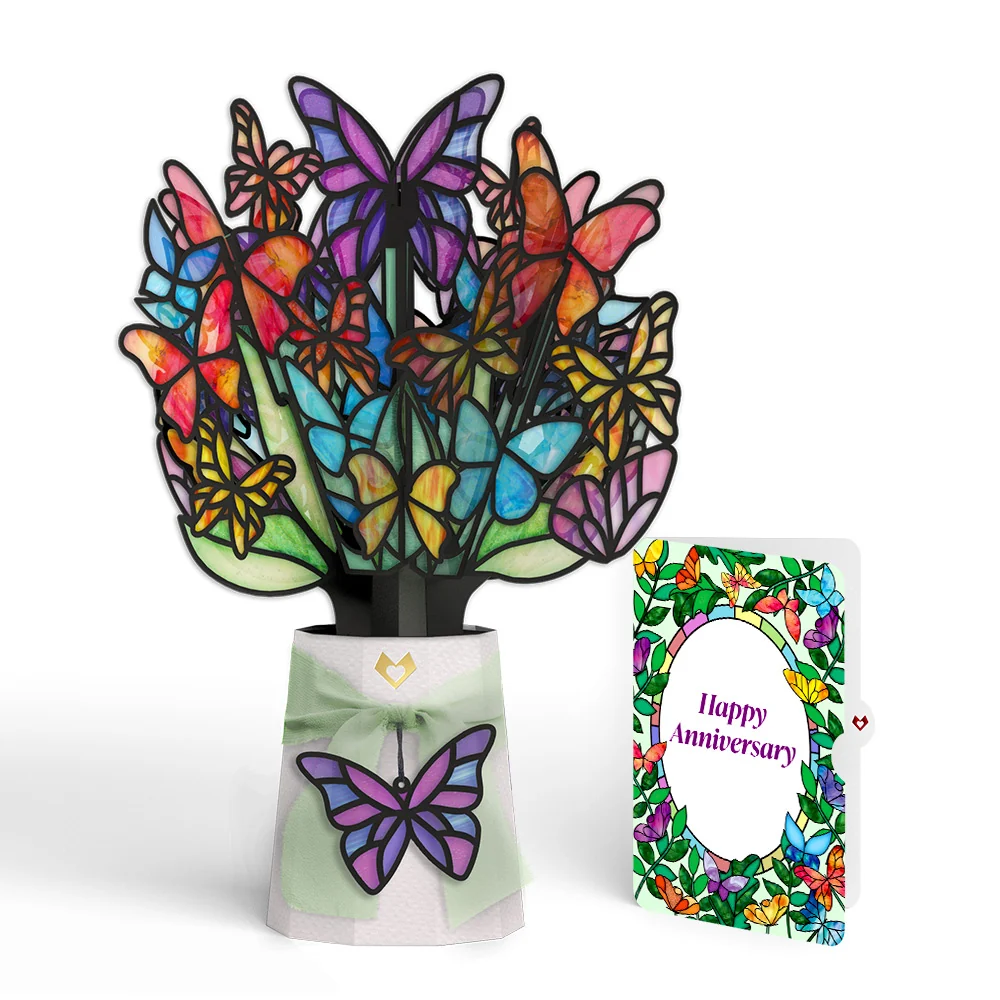 Lovepop Butterfly Brilliance Anniversary Suncatcher Bouquet and Sentiment Set Glass