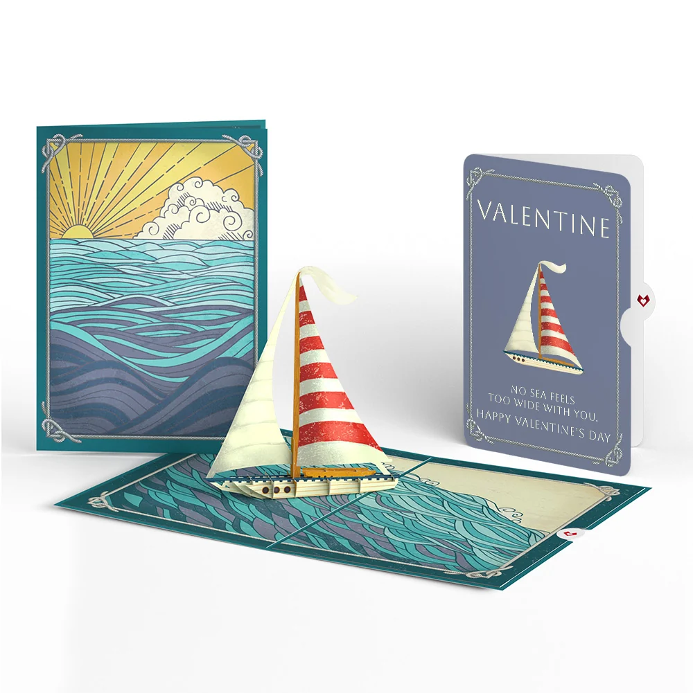 Lovepop Sailboat on the Horizon Valentine Pop-Up Card and Wide Seas Sentiment Set Poster