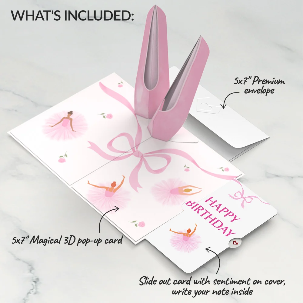 Lovepop Ballet Slippers Birthday Pop-Up Card and Sentiment Set - Image 2