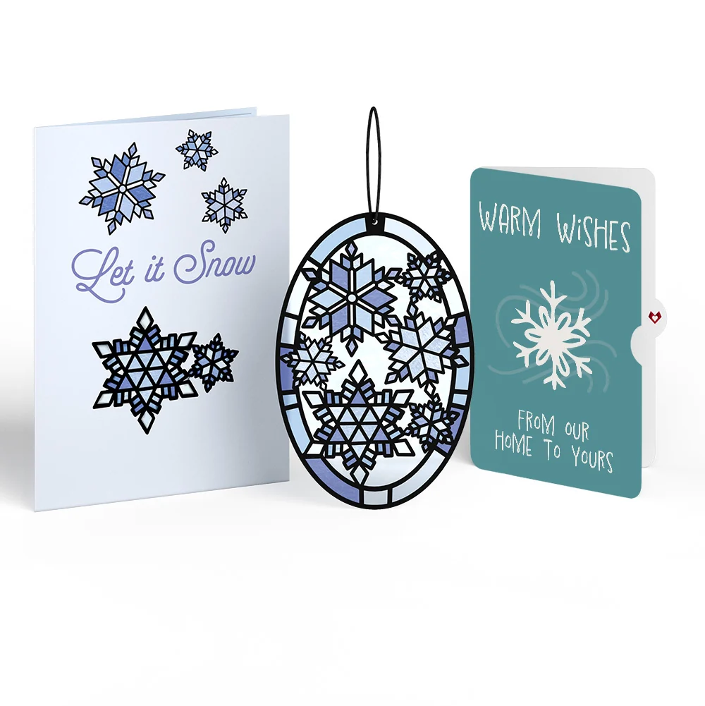 Lovepop Let It Snow Snowflakes Holiday Suncatcher Card and Sentiment Set Glass