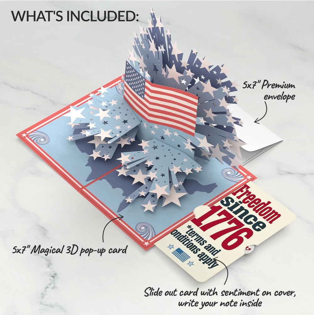 Lovepop From Sea to Shining Sea 4th of July Pop-Up Card and Terms Applied Sentiment Set Cream - Image 2