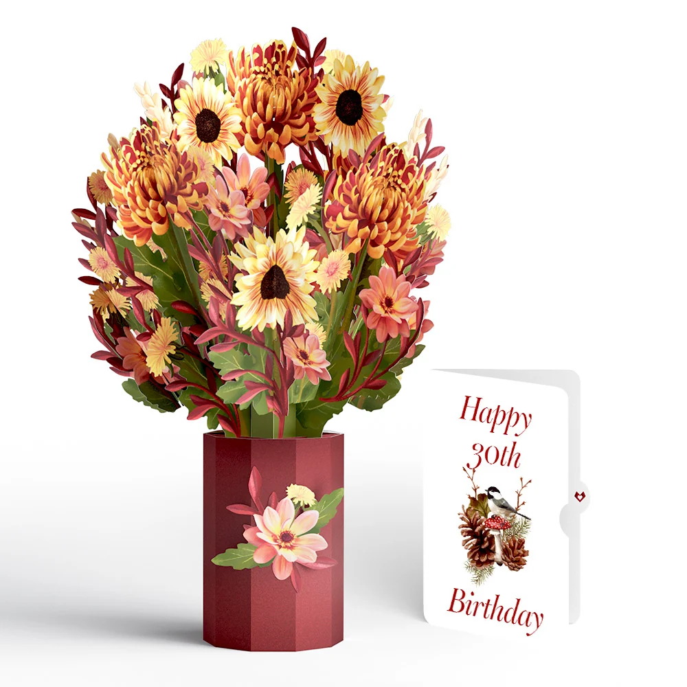 Lovepop Fall Sunshine 30th Birthday Bouquet and Sentiment Set Vase