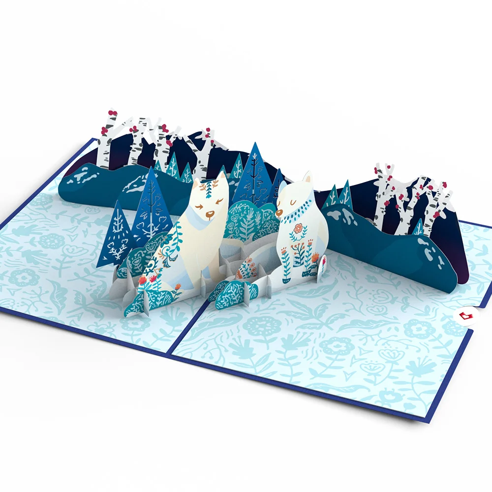 Lovepop Whimsical Winter Foxes Pop-Up Card - Image 3