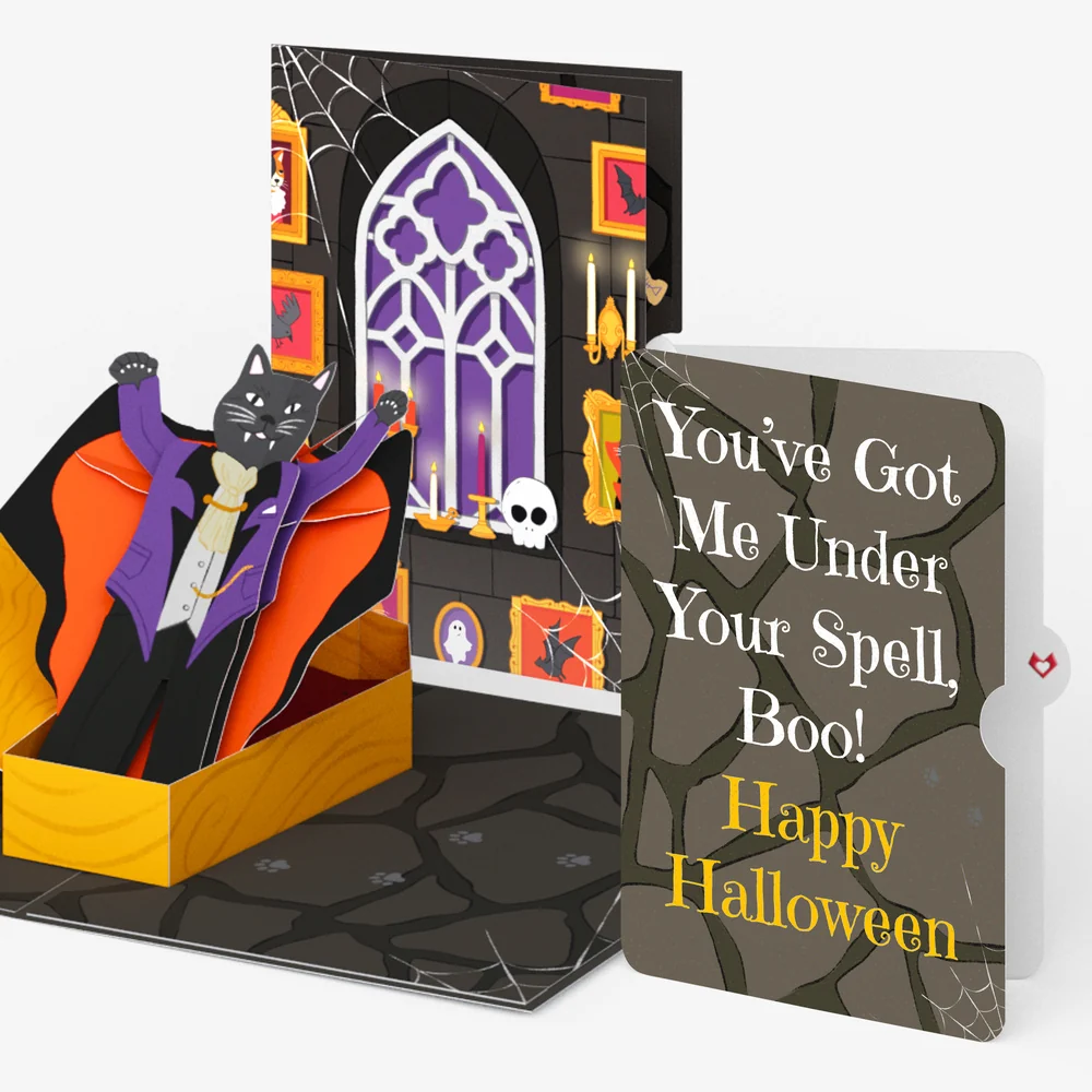 Lovepop Count Catula Halloween Vampire Cat Pop-Up Card and Under Your Spell Sentiment Set Candle