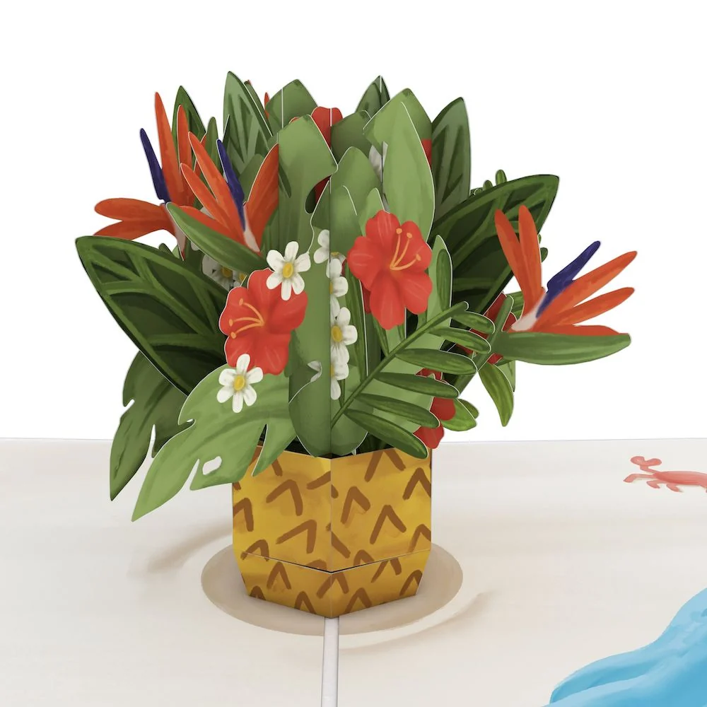 Lovepop Tropical Flower Basket Birthday Pop-Up Card and Surprise Skeleton Sentiment Set - Image 3
