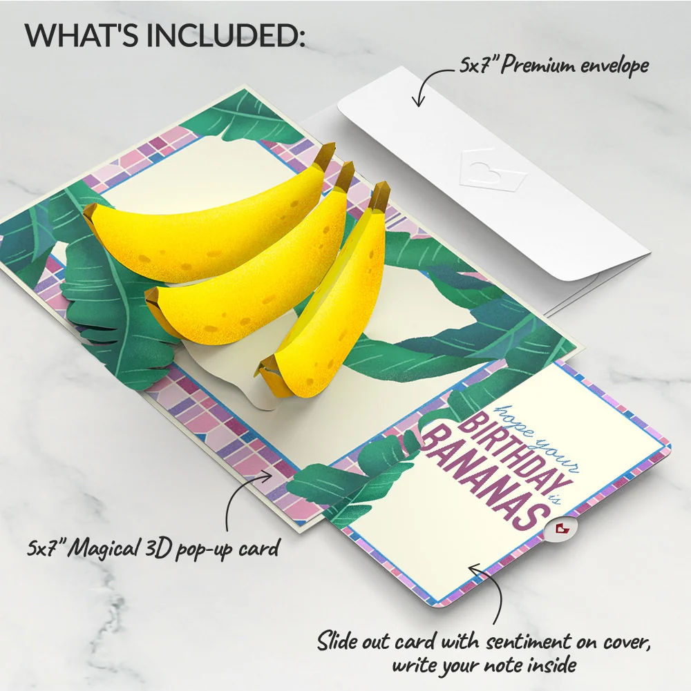 Lovepop Tropical Bananas Birthday Pop-Up Card and Sentiment Set Cream - Image 2
