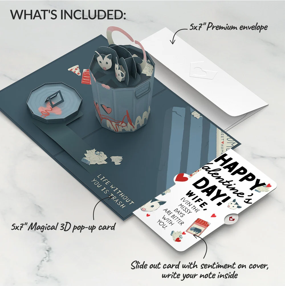 Lovepop Life Without You Is Trash Possums Valentine Pop-Up Card and Sentiment Set for Wife - Image 2