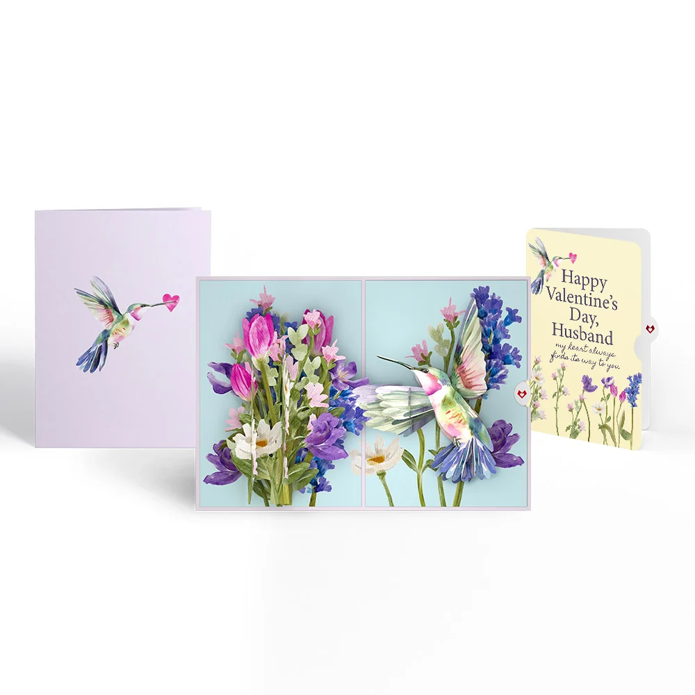 Lovepop Love in Bloom Hummingbird Valentine Pop-Up Card and Sentiment Set for Husband Cream