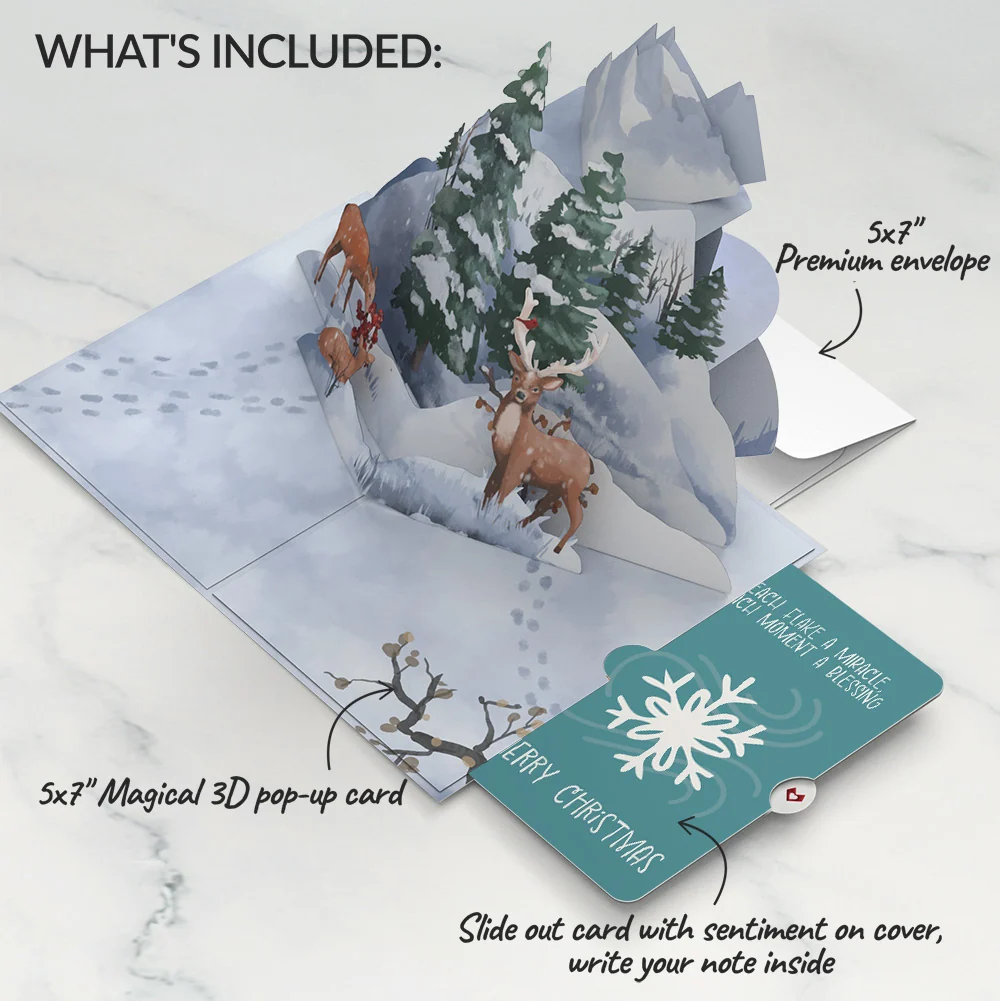Lovepop Snowfall's Hush Christmas Pop-Up Card and Snowflake Sentiment Set - Image 2