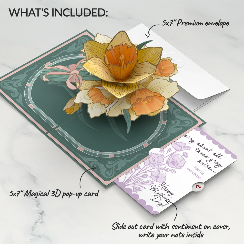 Lovepop Daffodils in Bloom Mother’s Day Pop-Up Card and Vintage Lavender Floral Sentiment Set for Mom - Image 2