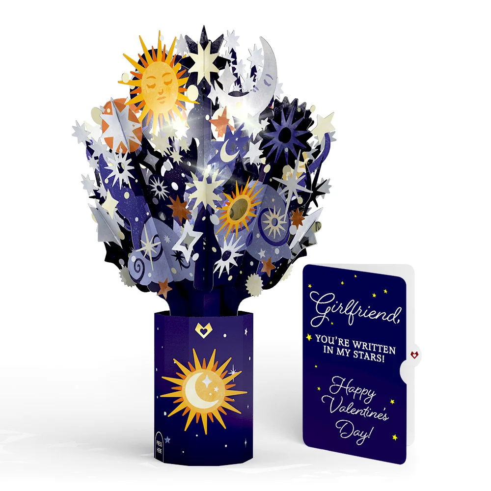 Lovepop Celestial Sky Valentine Light-Up Bouquet and Sentiment Set for Girlfriend Vase
