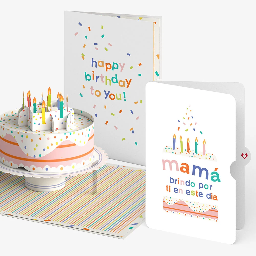 Lovepop Happy Birthday to You! Confetti Cake Pop-Up Card and Sentiment Set for Spanish Mom Candle