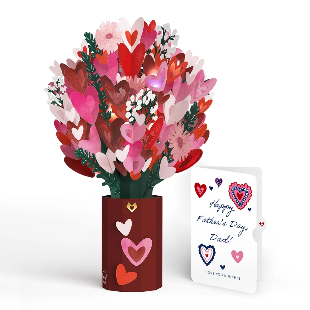Lovepop Whimsical Hearts Father's Day Light-Up Bouquet and Sentiment Set for Dad Vase