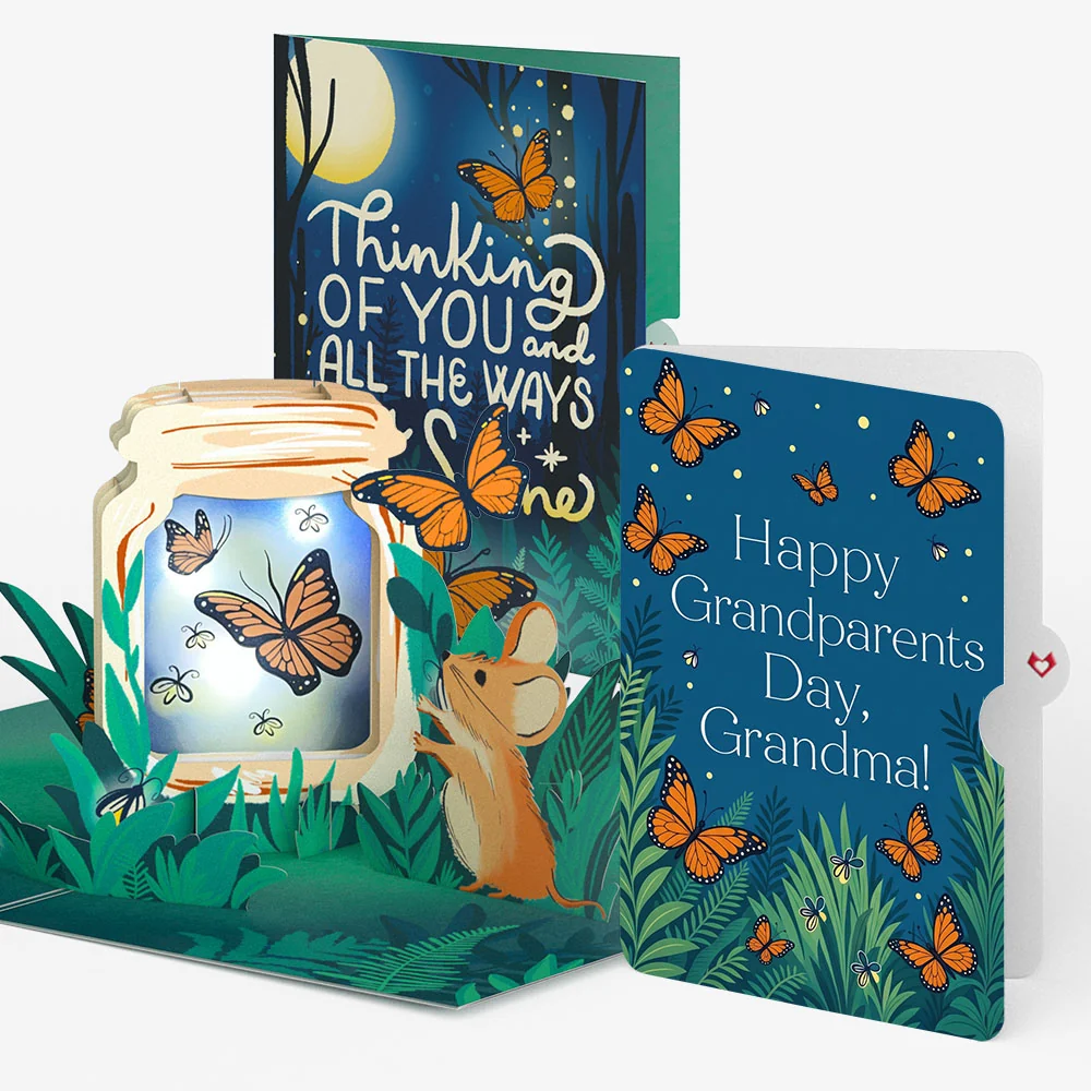 Lovepop Thinking of You Butterfly Jar Light-Up Pop-Up Card and Grandparents Day Sentiment Set