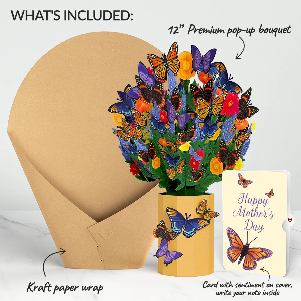 Lovepop Brilliant Butterfly Mother’s Day Bouquet and Sentiment Set for Mom Vase - Image 2