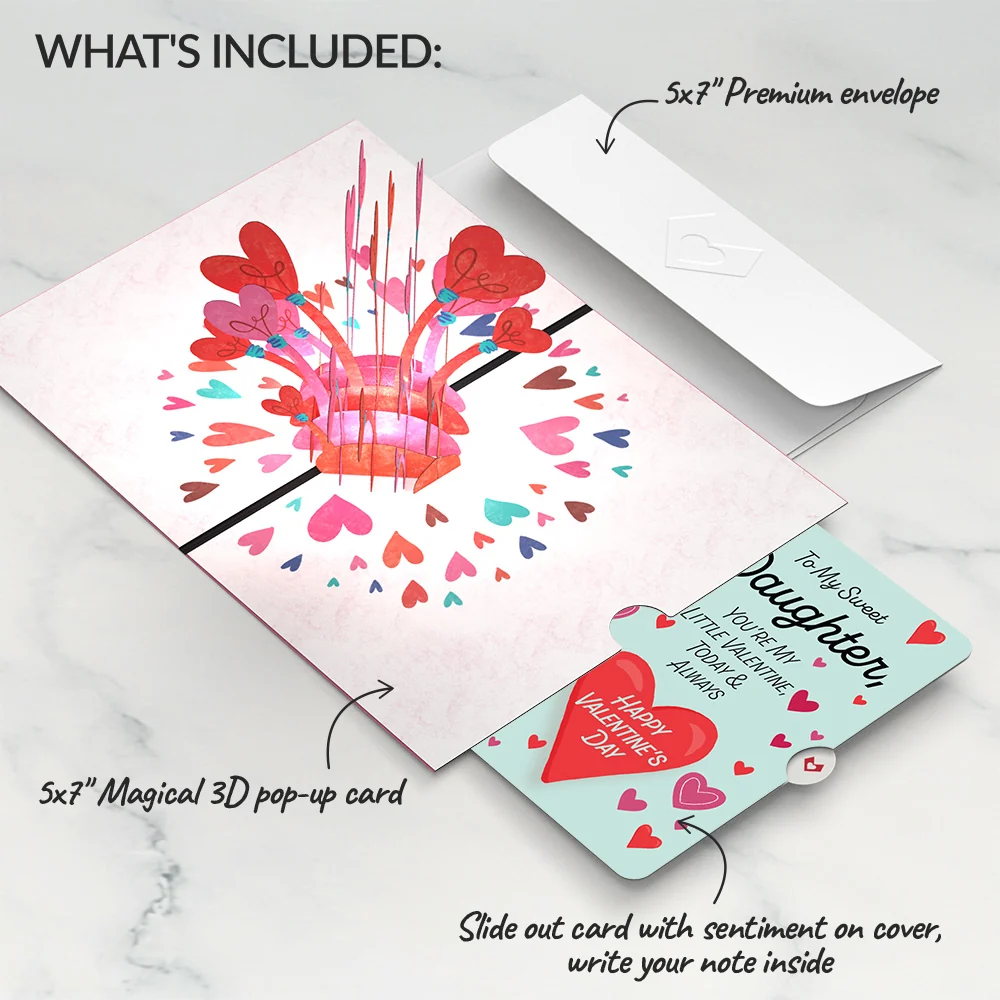 Lovepop You Light Up My Life Valentine Light-Up Pop-Up Card and Sentiment Set for Daughter - Image 2