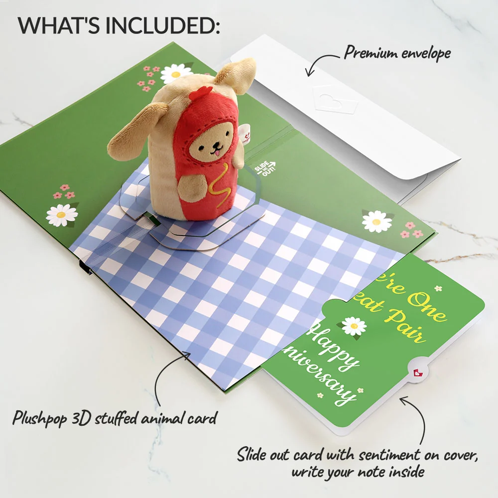 Lovepop 'Hot Dog!' Anniversary Plushpop Card and Sentiment Set Bottle - Image 2