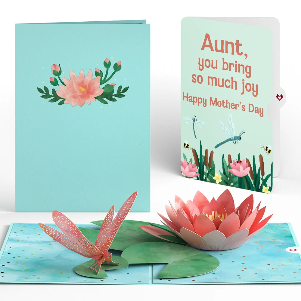 Lovepop Water Lily Dragonfly Mother’s Day Pop-Up Card and Sentiment Set for Aunt