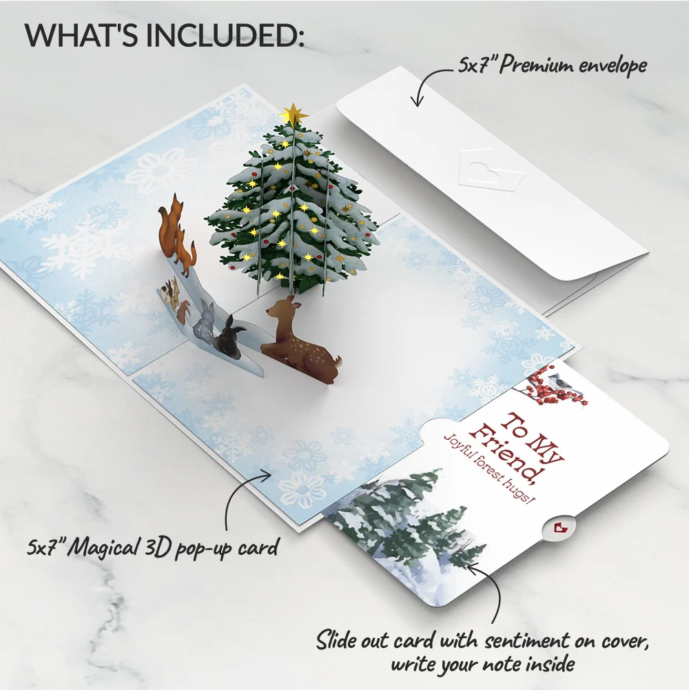 Lovepop Woodland White Christmas Pop-Up Card and Sentiment Set for Friend - Image 2