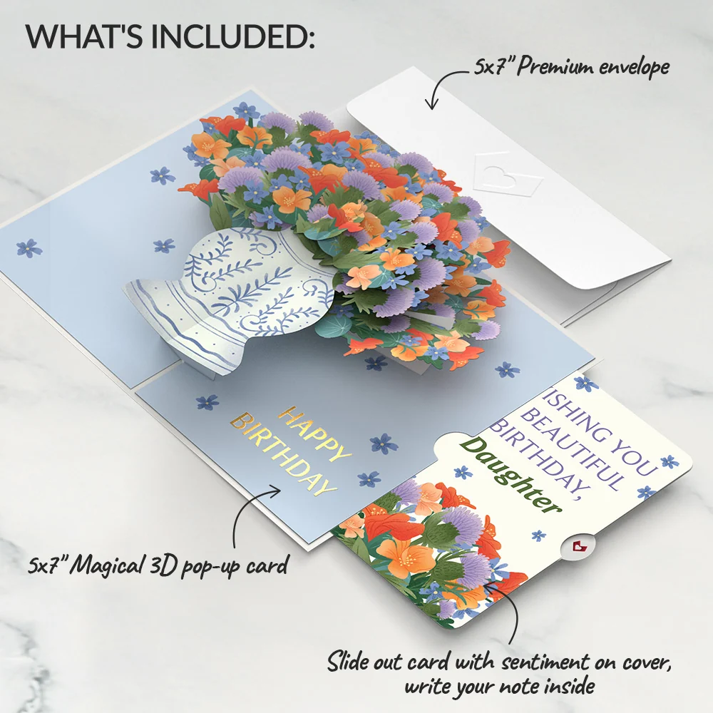 Lovepop Birthday Bouquet of Happiness Pop-Up Card and Sentiment Set for Daughter Vase - Image 2