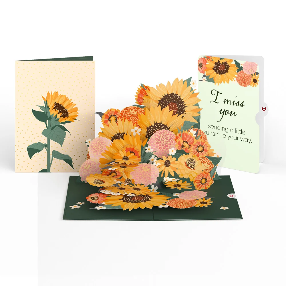 Lovepop Radiant Sunflowers Miss You Pop-Up Card and Sentiment Set Cream
