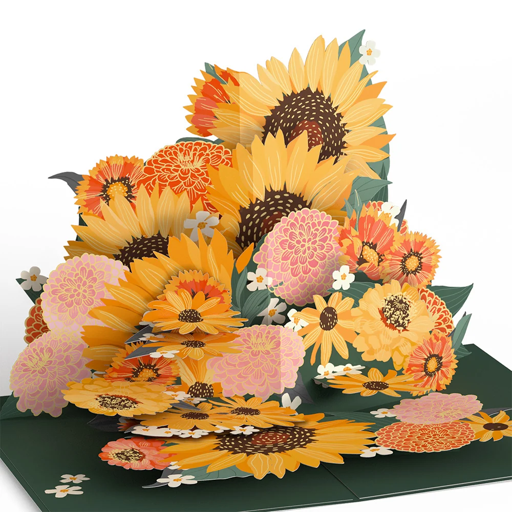 Lovepop Radiant Sunflowers Anniversary Pop-Up Card and Sentiment Set Cream - Image 3