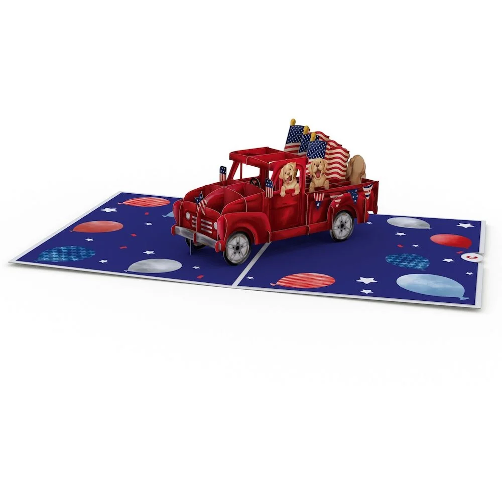 Lovepop Americana Truck 4th of July Pop-Up Card and Sentiment Set Cream - Image 3