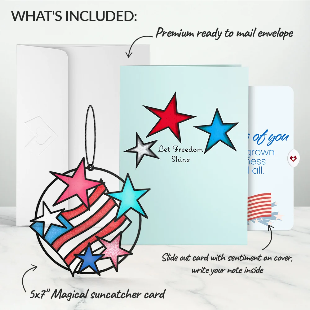 Lovepop Let Freedom Shine Thinking of You Suncatcher Card and Sentiment Set Glass - Image 2