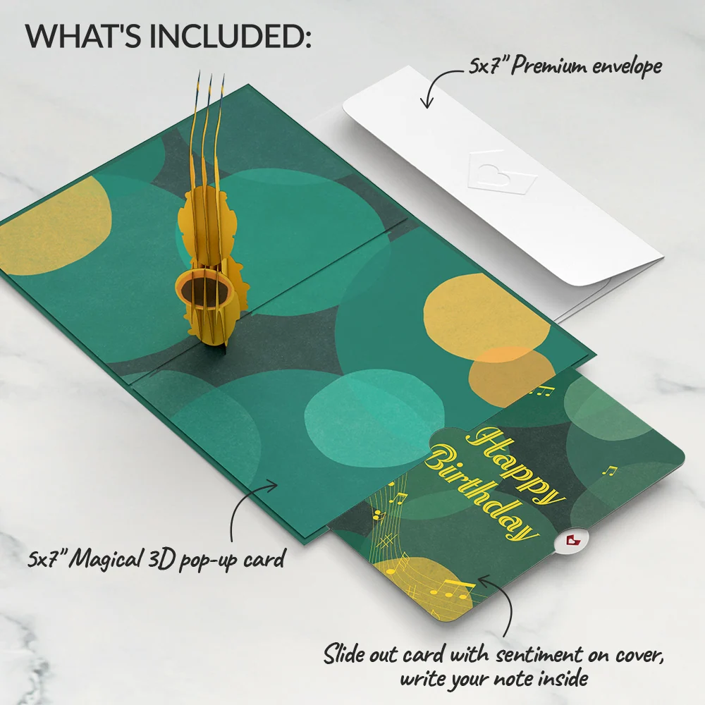 Lovepop Saxophone Birthday Pop-Up Card and Sentiment Set - Image 2