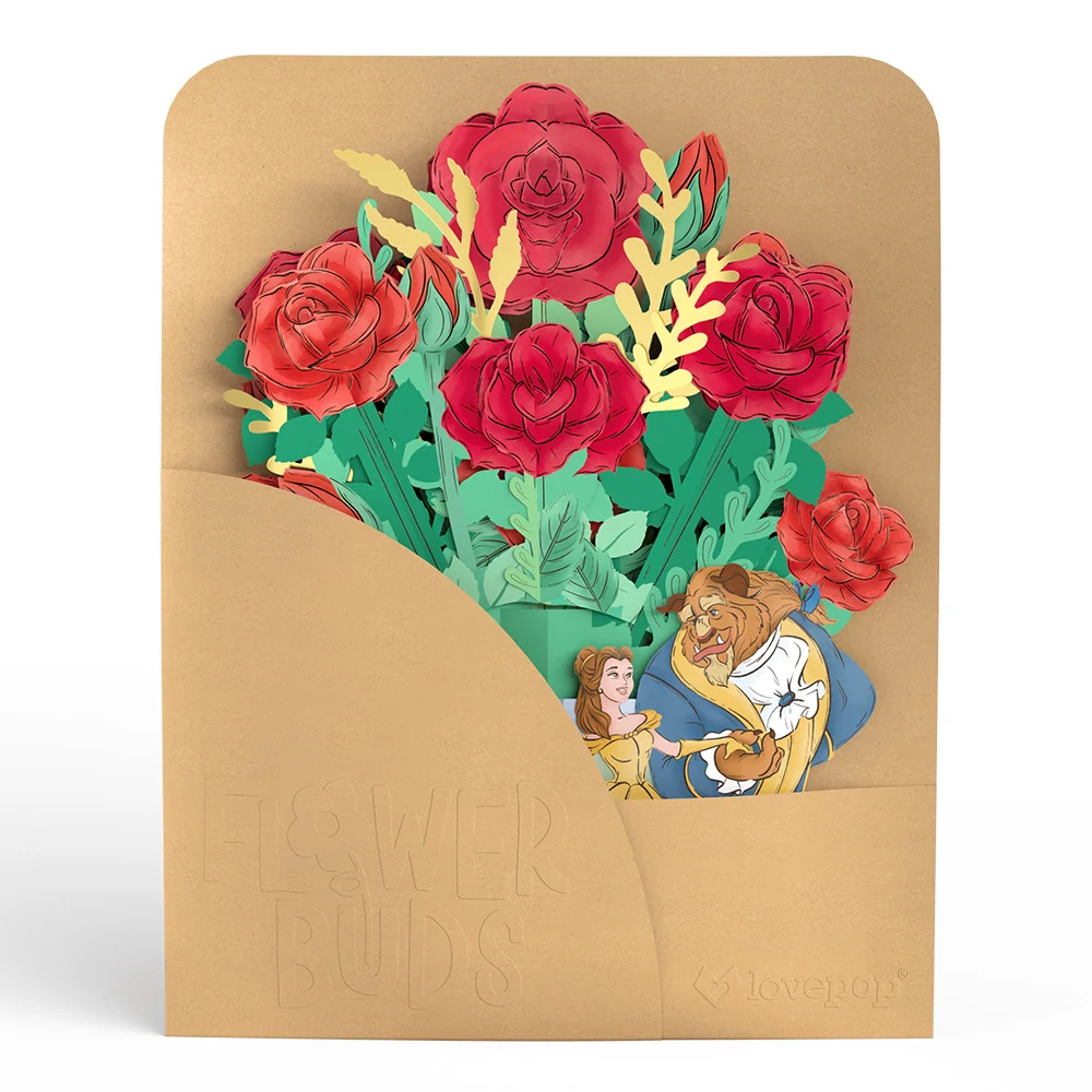 Lovepop Disney’s Beauty and the Beast Pop-Up Card & Flower Buds Bouquet Bundle - Image 8