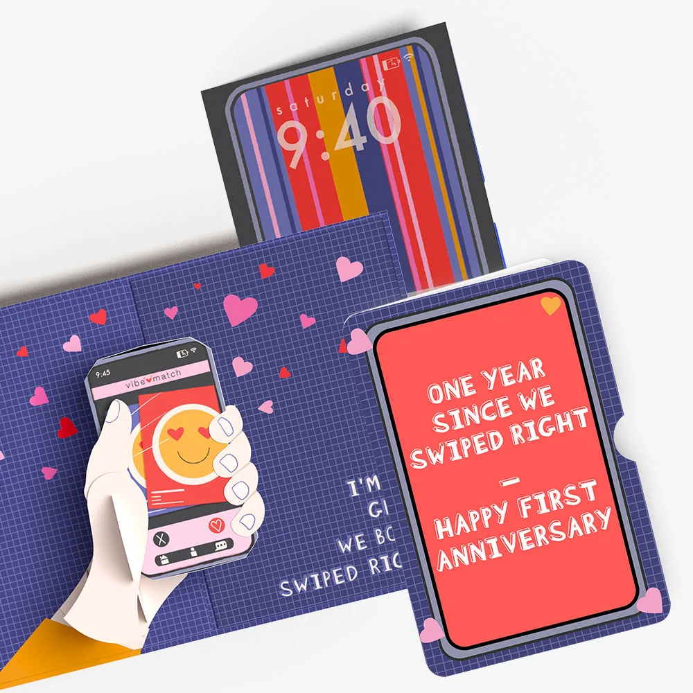 Lovepop So Glad We Swiped Right 1st Anniversary Pop-Up Card and Sentiment Set