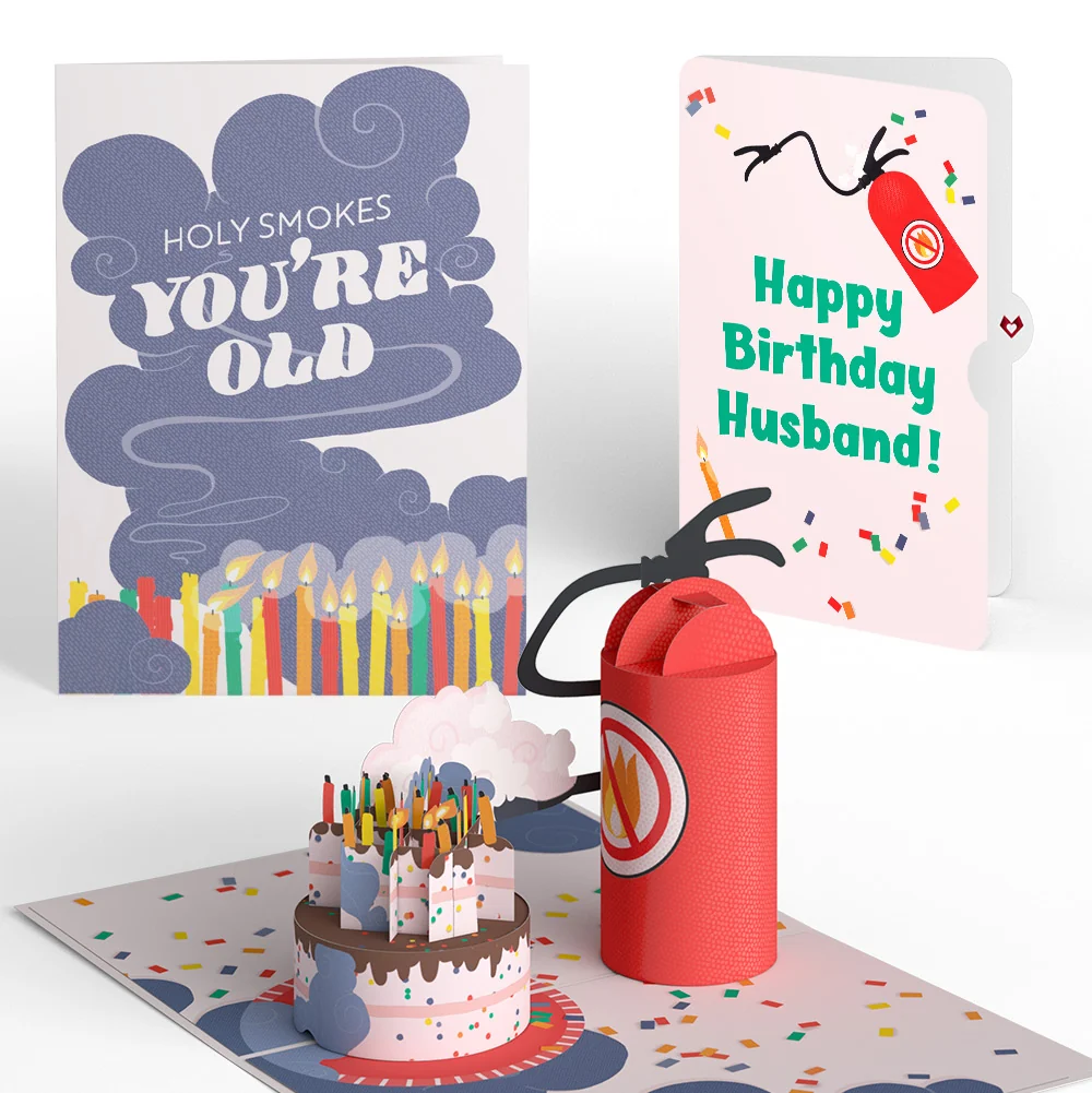 Lovepop Holy Smokes You're Old Birthday Pop-Up Card and Sentiment Set for Husband Candle