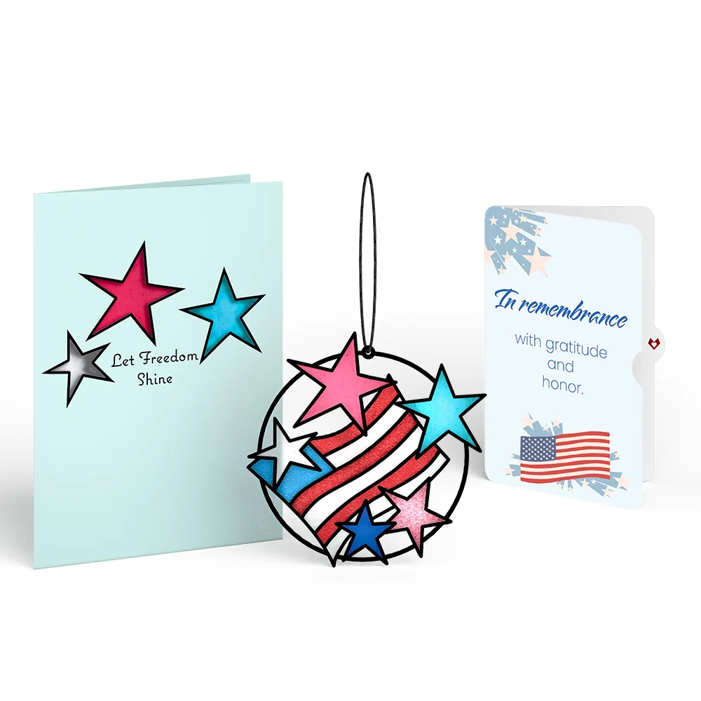 Lovepop Let Freedom Shine Remembrance Suncatcher Card and Sentiment Set Glass