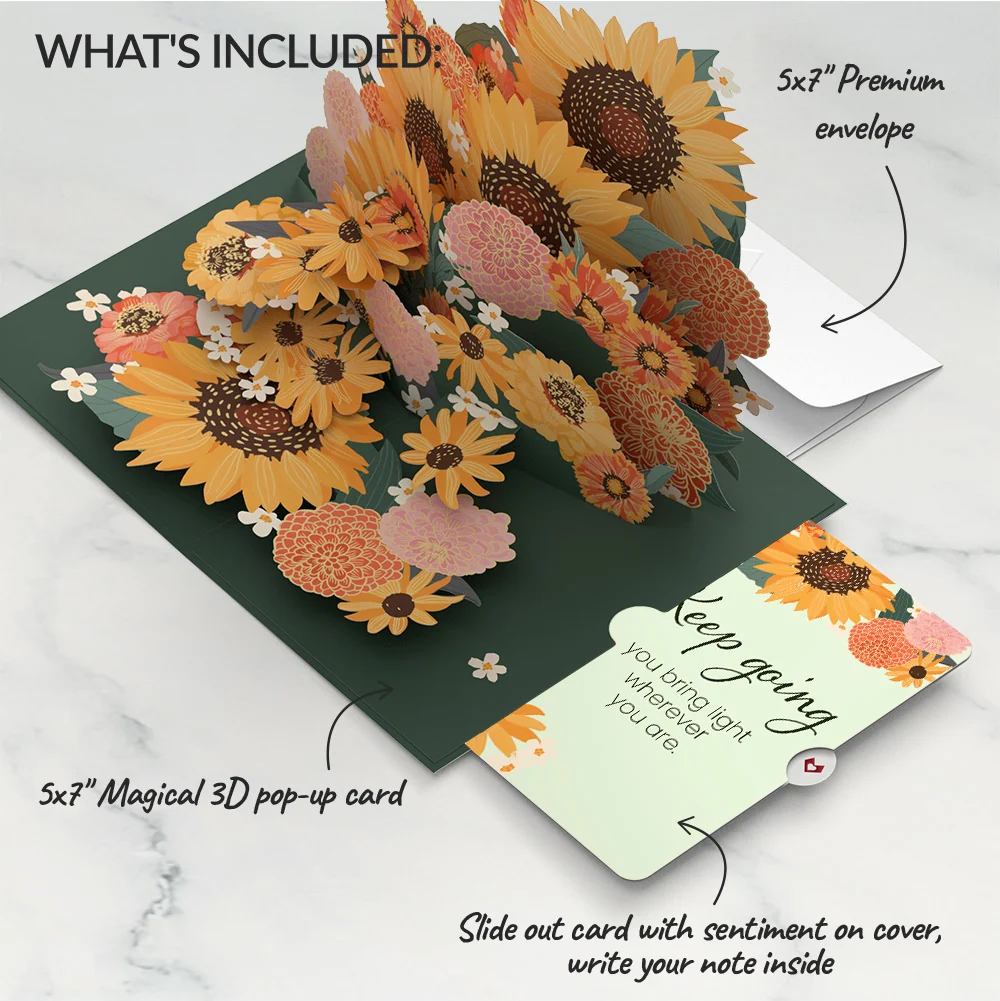 Lovepop Radiant Sunflowers Encouragement Pop-Up Card and Sentiment Set Cream - Image 2