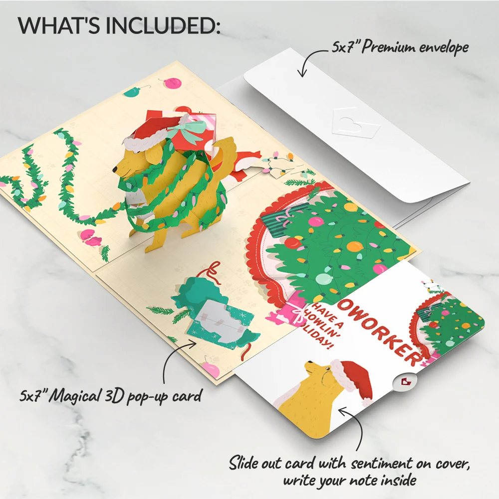 Lovepop Feliz Naughty Dog Christmas Pop-Up Card and Sentiment Set for Co-worker - Image 2