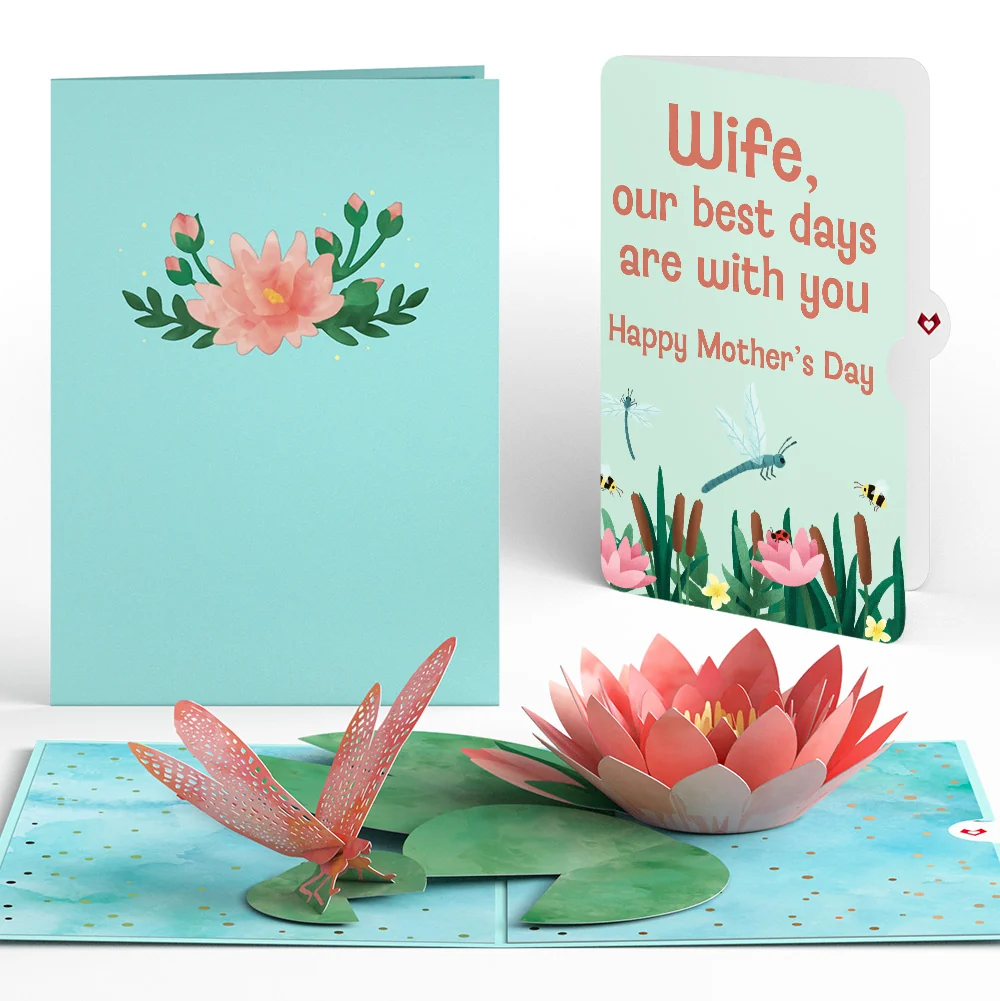 Lovepop Water Lily Dragonfly Mother’s Day Pop-Up Card and Sentiment Set for Wife — SKU SB-41A7AF-F109D6337B7C57