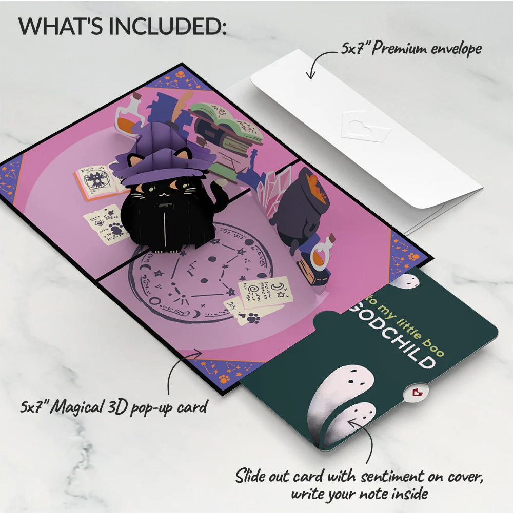 Lovepop Halloween Cat Classic Pop-Up Card and Sentiment Set for Godchild - Image 2