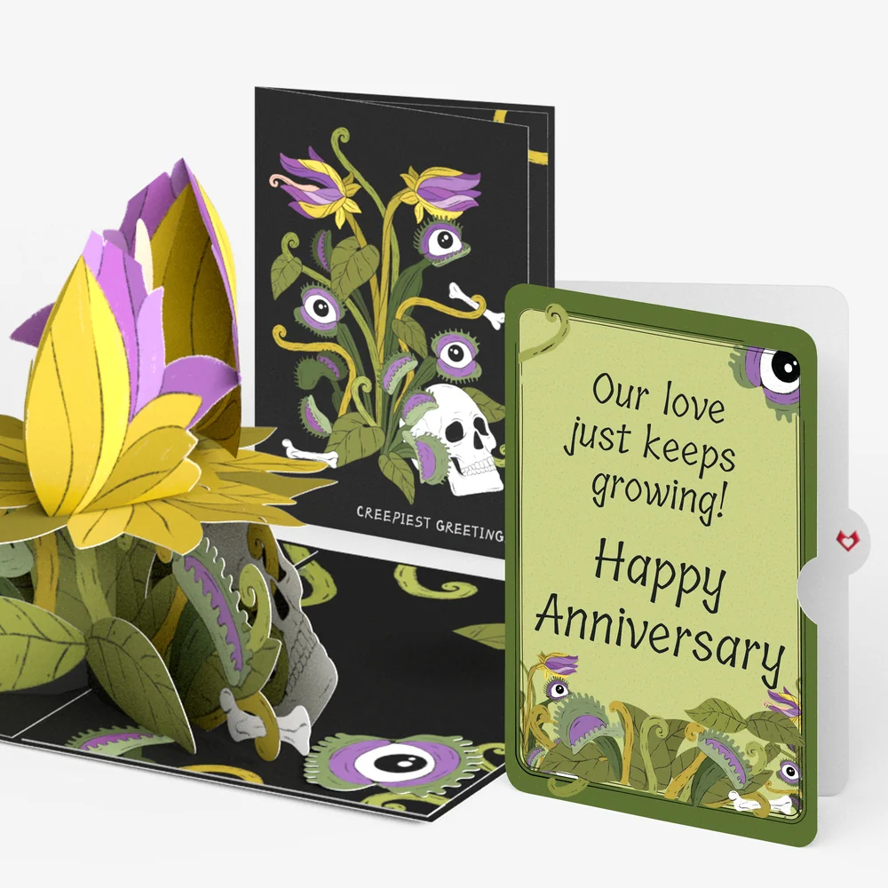 Lovepop Creepiest Greetings Halloween Venus Flytrap Pop-Up Card and Growing Love Anniversary Sentiment Set