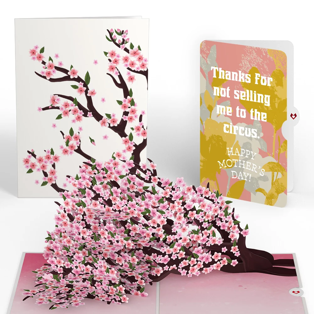 Lovepop Cherry Blossom Branches in Bloom Mother’s Day Pop-Up Card and Playful Painted Bloom Sentiment Set for Mom Cream