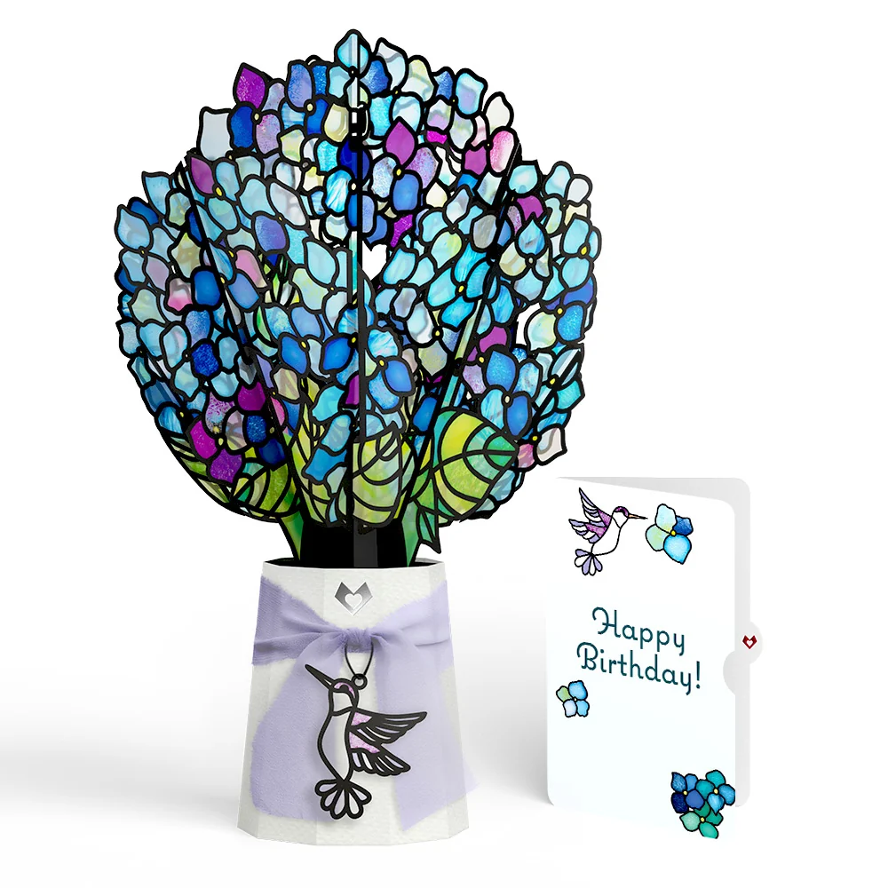 Lovepop Sunlit Hydrangeas Birthday Suncatcher Bouquet and Sentiment Set Glass