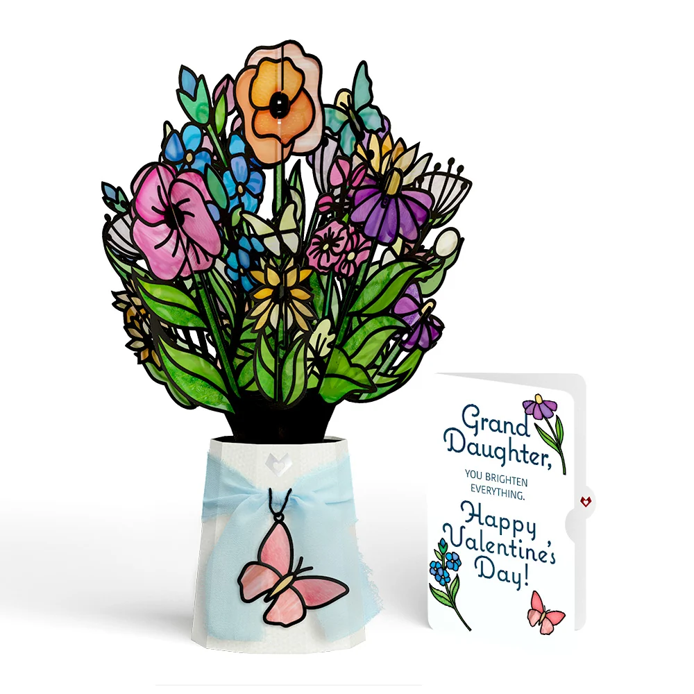 Lovepop Garden Glow Valentine Suncatcher Bouquet and Sentiment Set for Granddaughter Glass