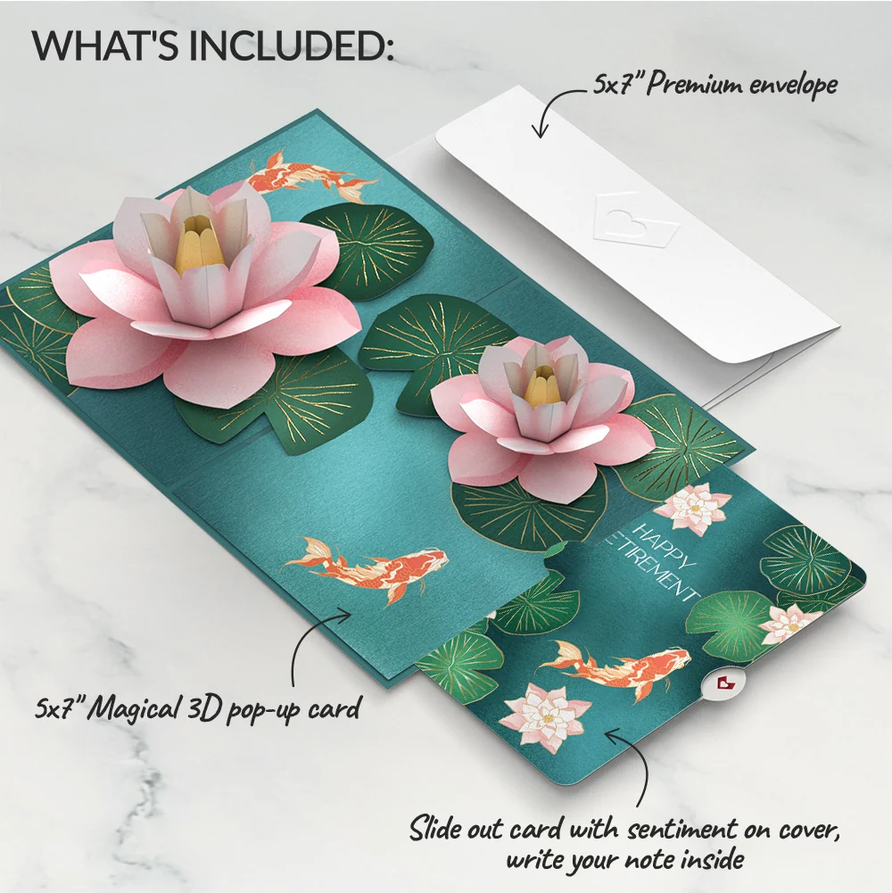 Lovepop Koi Fish and Lotus Pond Retirement Pop-Up Card and Sentiment Set - Image 2