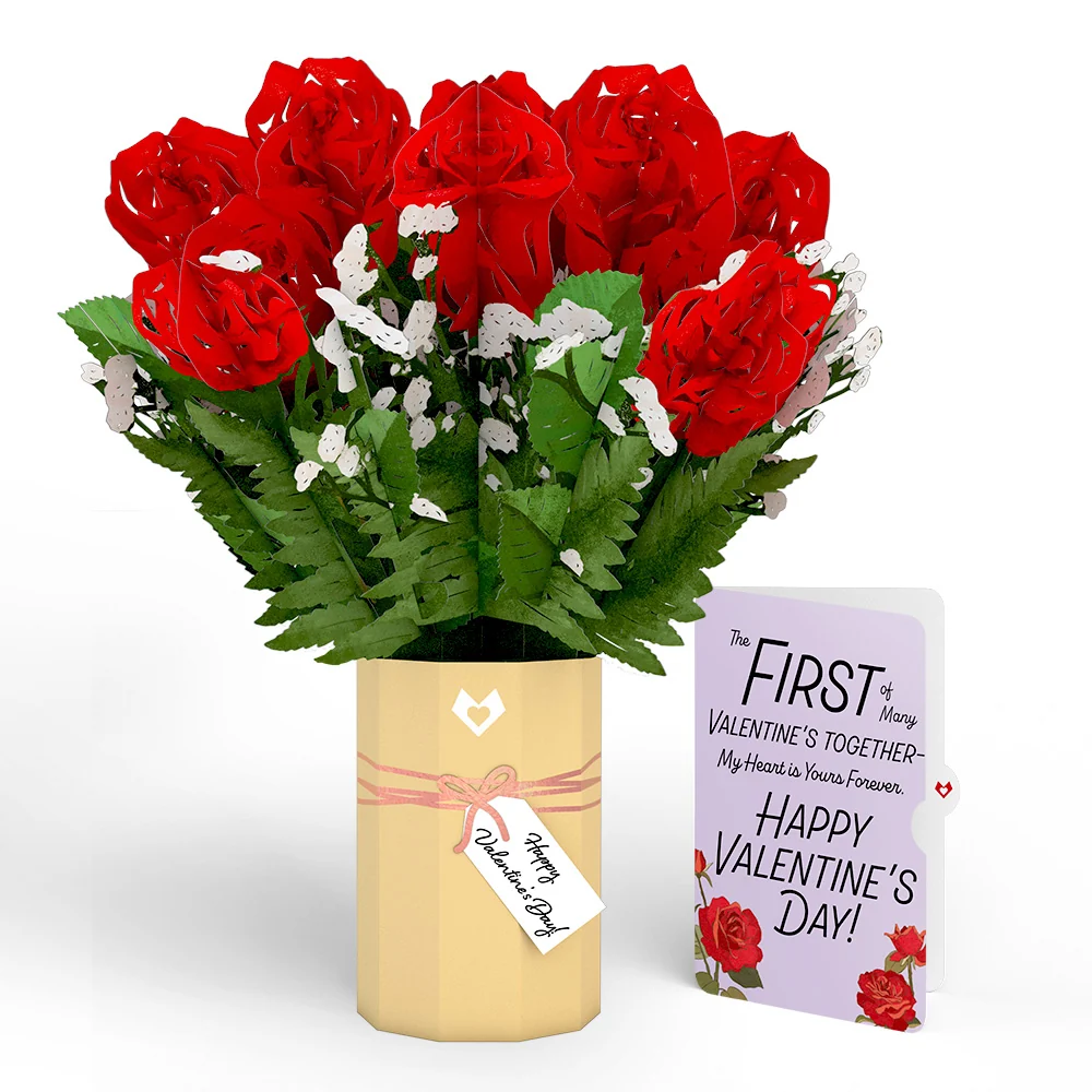 Lovepop Valentine's Day Flower My Heart Is Yours Forever Bouquet and Sentiment Set Vase