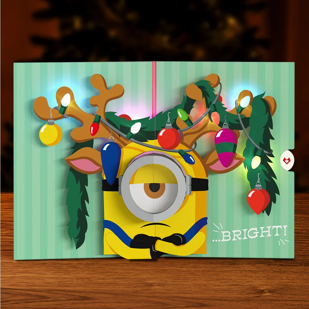 Lovepop Minions Merry & Bright Light-Up Pop-Up Card - Image 2