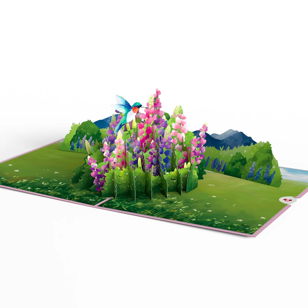 Lovepop Lupine Hummingbird Pop-Up Card - Image 3