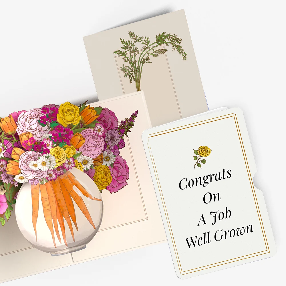 Lovepop Blooming Carrot Bouquet Congratulations Pop-Up Card and Sentiment Set Cream