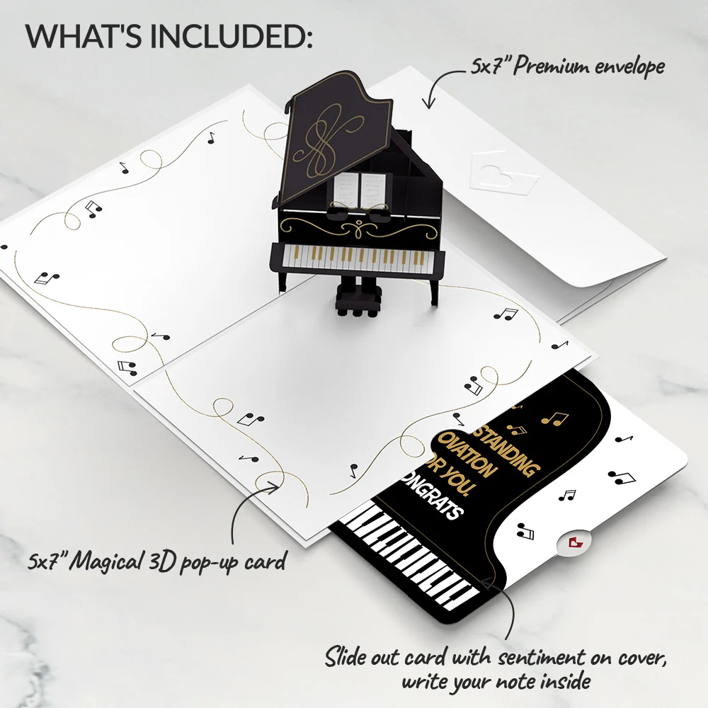 Lovepop Just a Note Piano Congratulations Pop-Up Card and Sentiment Set Lid - Image 2