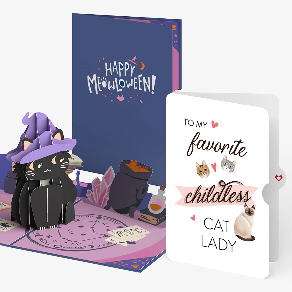 Lovepop Happy Halloween Childless Cat Lady Pop-up Cards