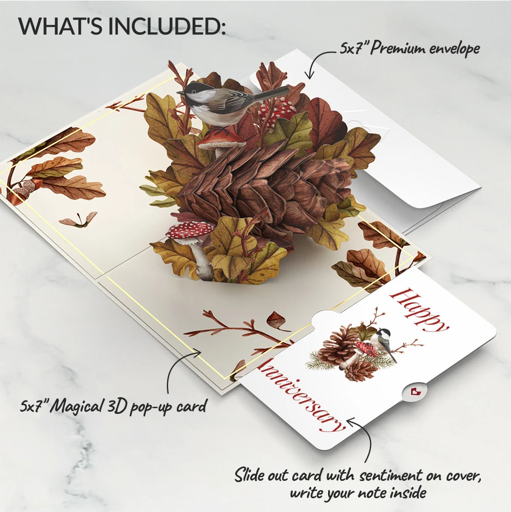 Lovepop Fall Forest Floor Anniversary Pop-Up Card and Sentiment Set Cream - Image 2