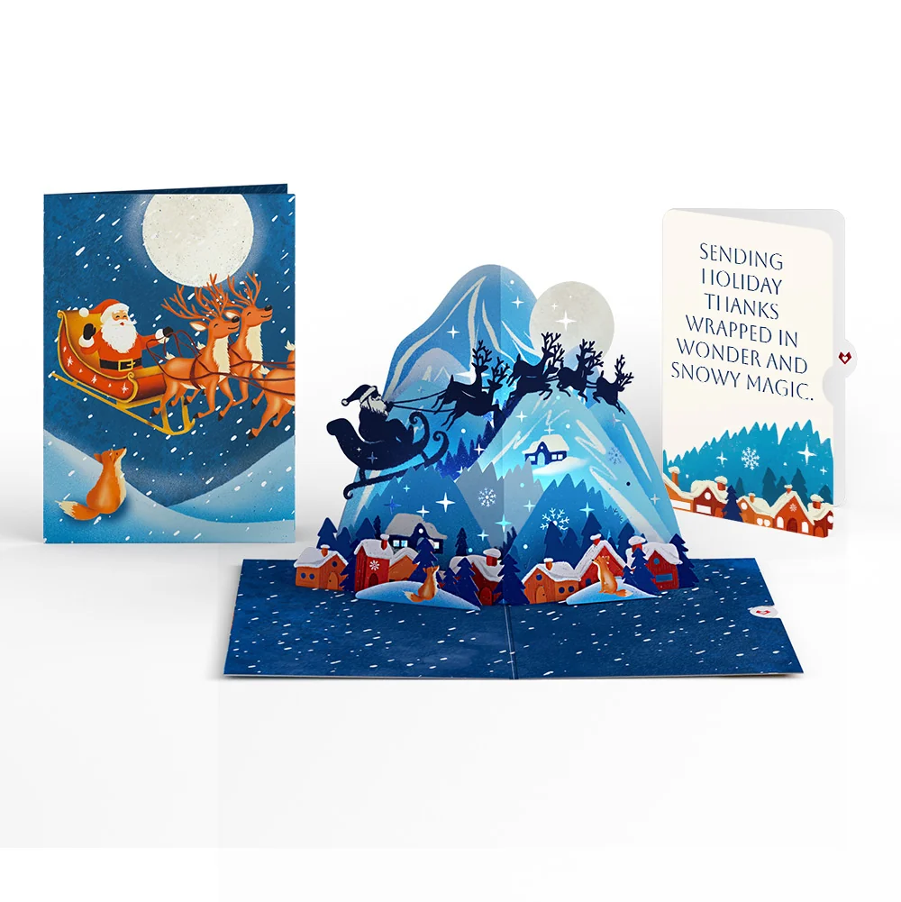 Lovepop Christmas Eve Sleigh Ride Music and Lights Pop-Up Card and Snowy Magic Thank You Sentiment Set Cream